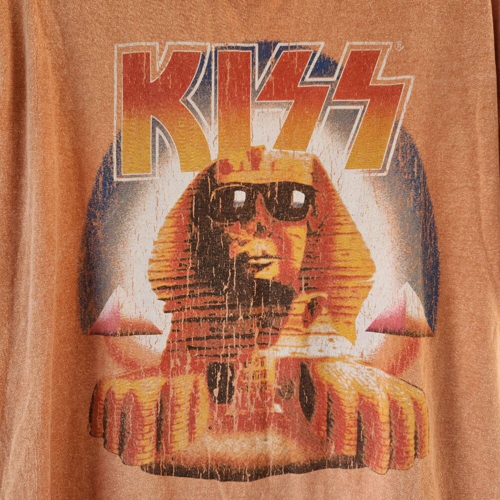 Goodie Two Sleeves Kiss Graphic Band Tee Orange Short Sleeve 100% Cotton Men's L - Picture 3 of 4